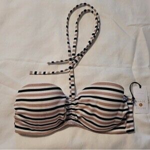 Shade & Shore Lightly Lined Stripped Bikini Top SIZE 36C